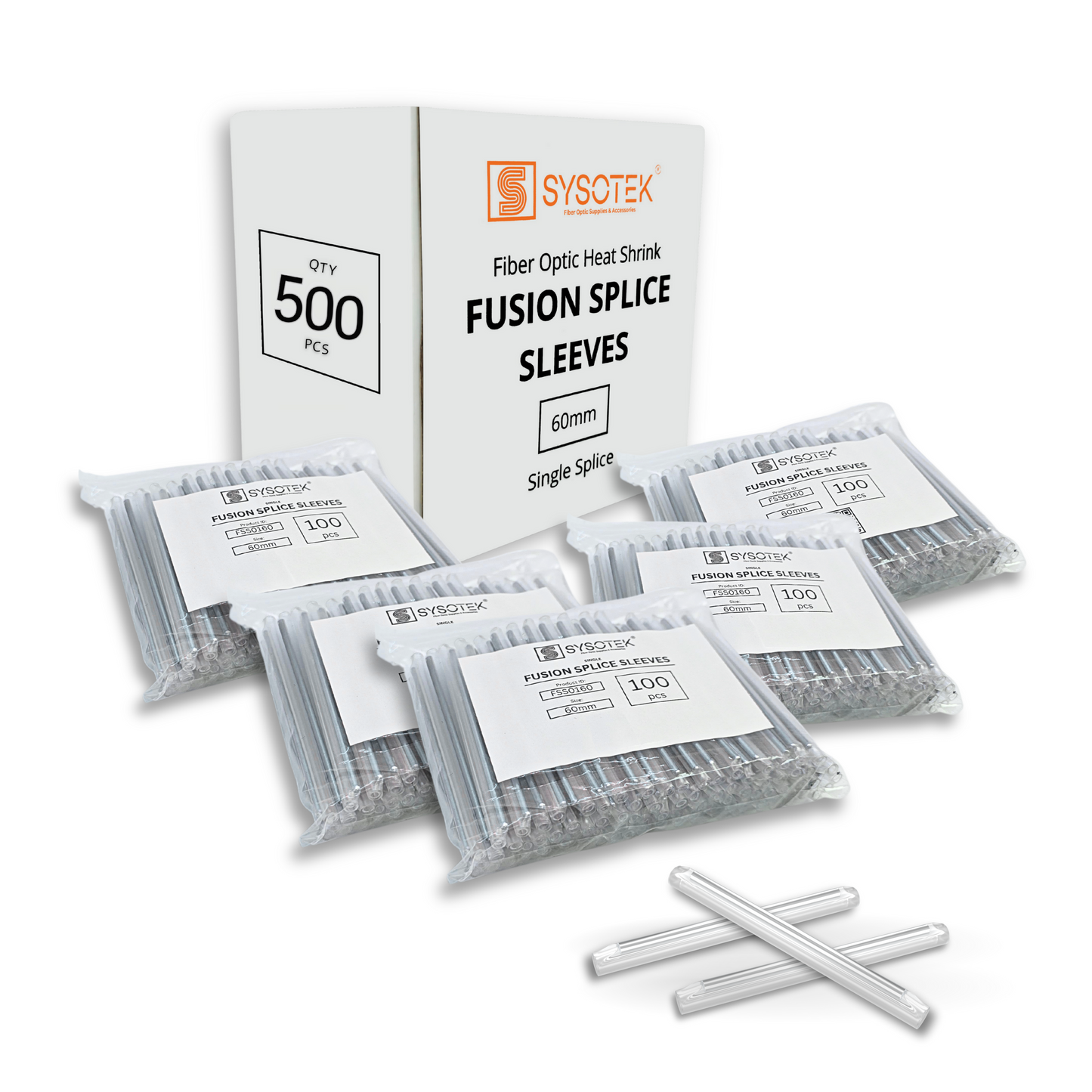 Sysotek Fiber Optic Fusion Splice Sleeves - 500pcs